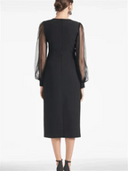 Kleider für die Brautmutter, Etuikleid, V-Ausschnitt, bodenlang