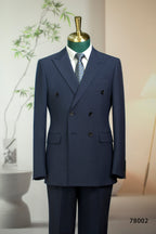 Double-Breasted Navy Wool Suit | Tailored Formal Groom & Business Suit
