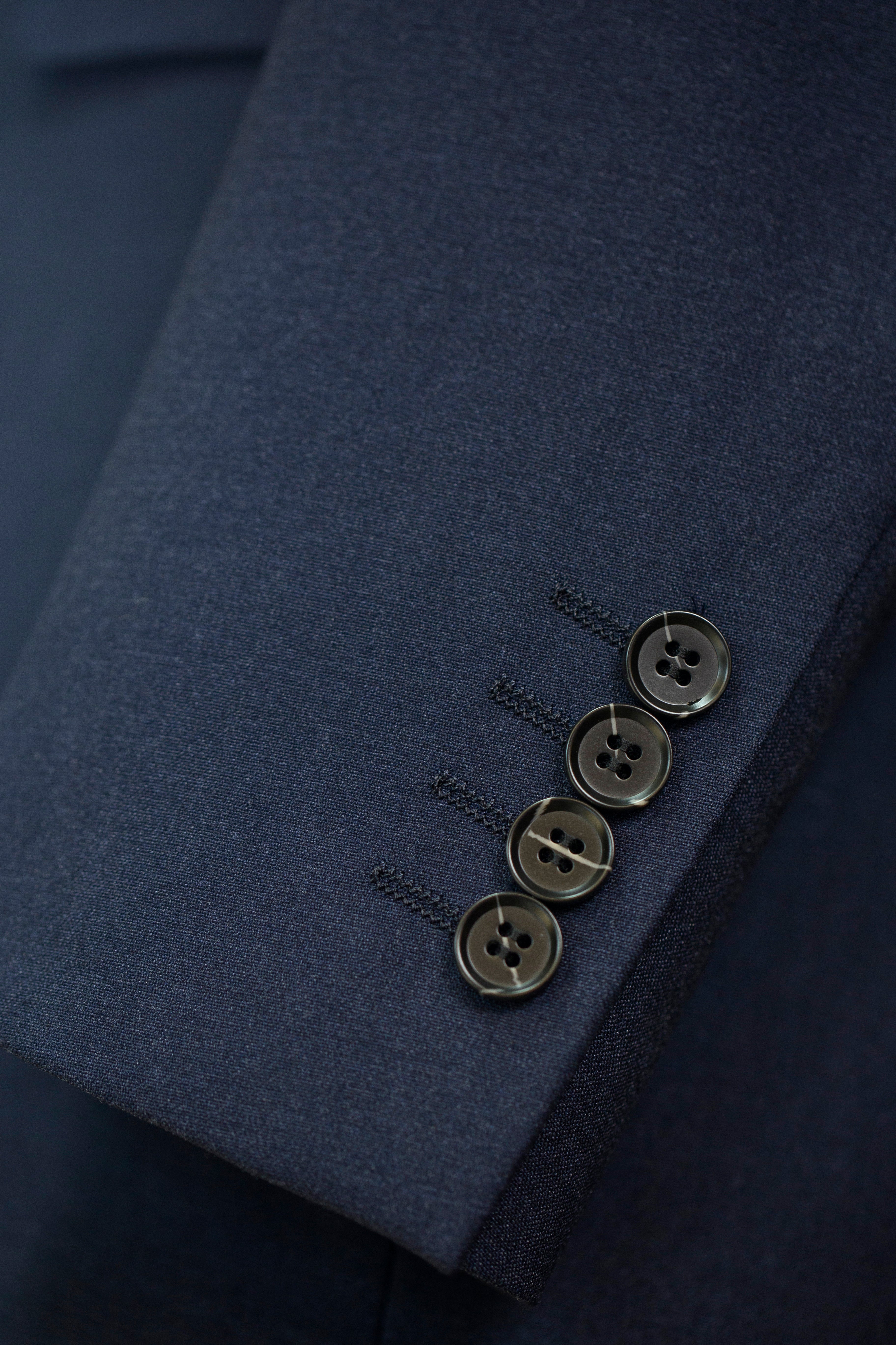 Double-Breasted Navy Wool Suit | Tailored Formal Groom & Business Suit