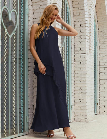 Vestidos longos de chiffon plus size para mãe da noiva, vestido formal de madrinha de casamento, 28019 