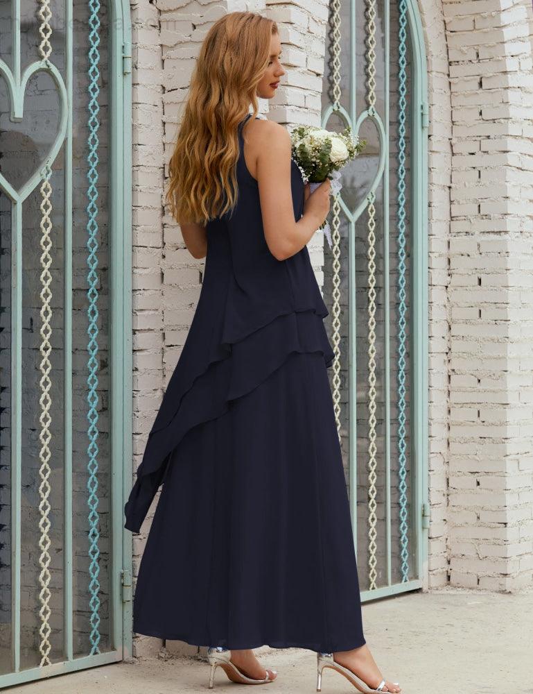 Vestidos longos de chiffon plus size para mãe da noiva, vestido formal de madrinha de casamento, 28019 