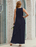 Vestidos longos de chiffon plus size para mãe da noiva, vestido formal de madrinha de casamento, 28019 