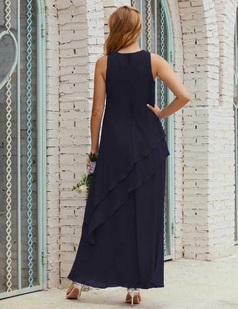 Vestidos longos de chiffon plus size para mãe da noiva, vestido formal de madrinha de casamento, 28019 