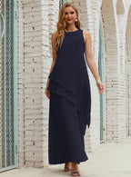 Vestidos longos de chiffon plus size para mãe da noiva, vestido formal de madrinha de casamento, 28019 