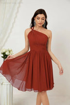 Vestido de dama de honor corto de chiffon de un hombro Numbersea para mujer Vestidos formales para fiesta y regreso a casa 2804