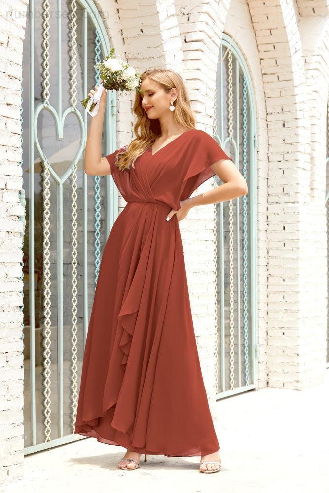 Numbersea  Mother of The Bride Dresses Plus Size V-Neck Floor Length Formal Prom Dress for Wedding Guest 28020
