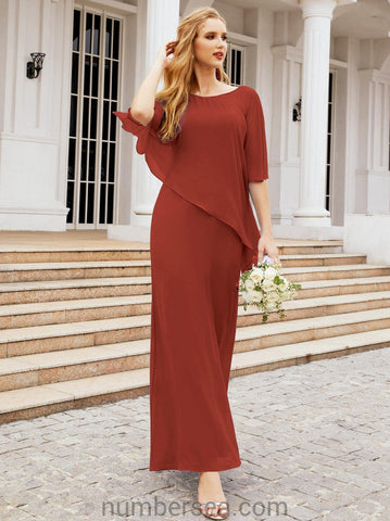 Numbersea Formal Party Gown Dress Long Mother of The Bride Dresses with Ruffle Cape 28026