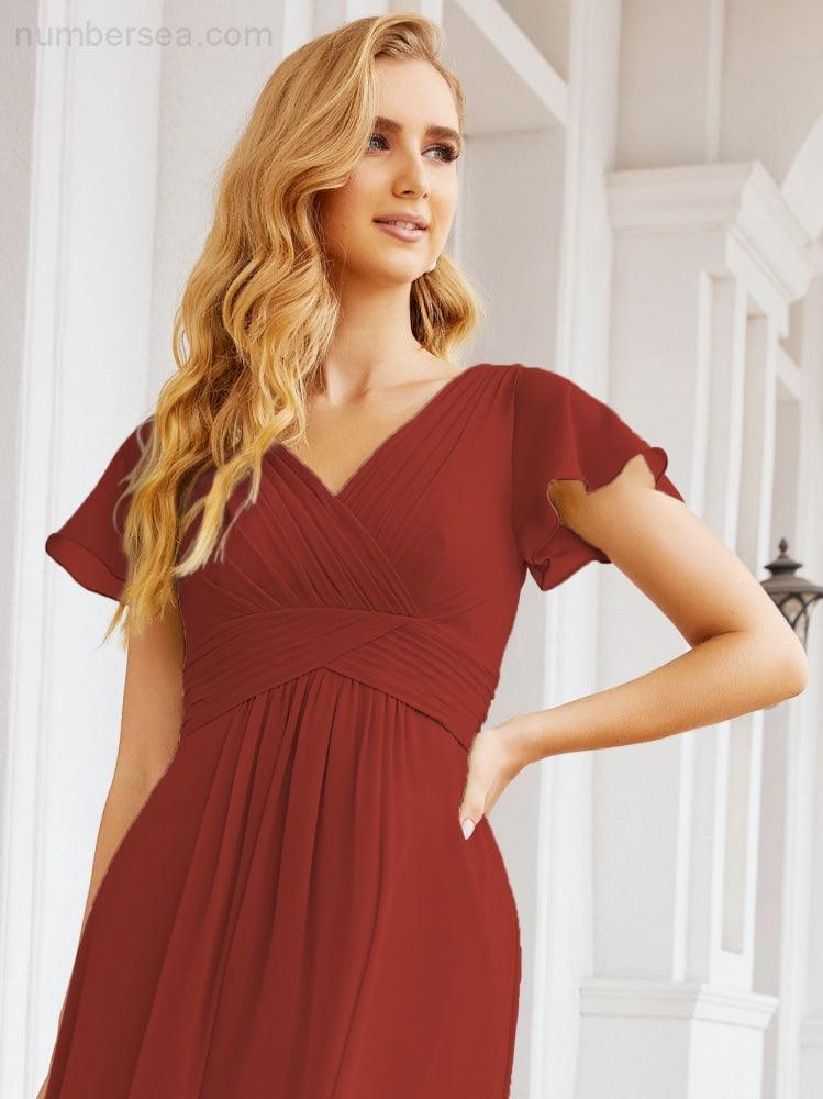 Vestidos de cerimónia de baile Numbersea para mãe da noiva, mangas curtas, vestido de madrinha 28047 