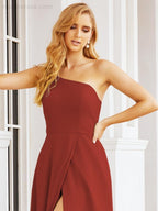 Vestidos de baile de cerimónia Numbersea para mulher com um ombro só e fenda lateral para madrinhas e madrinhas 28052 
