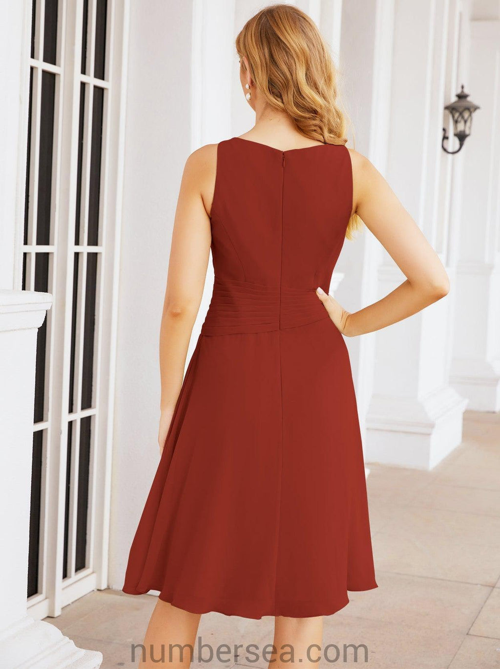 Vestidos para mãe da noiva Numbersea Vestido de baile Vestido casual plissado 28065 