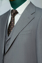 Three-Piece Subtle Pinstripe Grey Wool Suit | Tailored Formal Groom & Business Suit