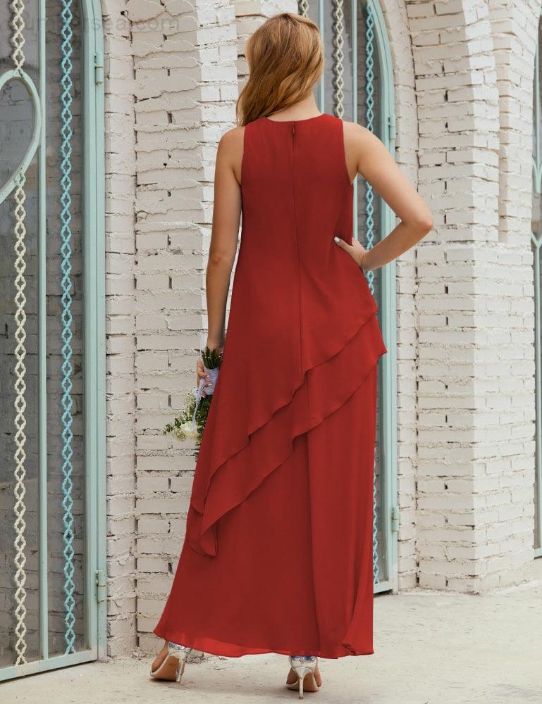 Vestidos longos de chiffon plus size para mãe da noiva, vestido formal de madrinha de casamento, 28019 