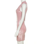 Frauenkleid Ein Schulter Kleid Einfarbig Ärmellos Abschlussballkleid Y1987