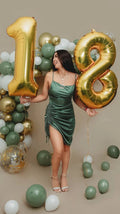 Vestido de Fiesta de 18 Años con Tirantes Finos Verdes para Baile de Graduación Y2626