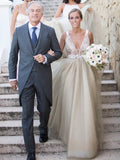 Abito da sposa semplice con scollo a V, gonna a tulipano a linea A e schiena aperta, fascino elegante, DB10731