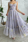 Elegantes ärmelloses A-Linien-Knöchellängen-Tüll-Abschlussballkleid