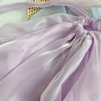 Einfaches blaues Organza-Trägerkleid mit mehrlagigem Minirock für den Abschlussball oder Homecoming Y8089