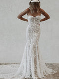 Abiti da Sposa Sirena in Pizzo Sweetheart Semplici ed Economici, DB10255