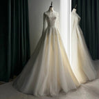 Luxury Sequin Pearl Long Sleeve Ball Gown Wedding Dress SW518