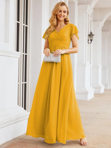 Numbersea Formal Prom Gowns for Mother of The Bride Cap Sleeves Bridesmaid Dress 28047