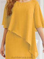 Vestido de festa formal comprido Numbersea com capa e folhos 28026 