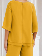 Vestido elegante de 2 peças para mãe da noiva Numbersea, tamanho grande, com folhos, camadas, roupão prateado 28064 