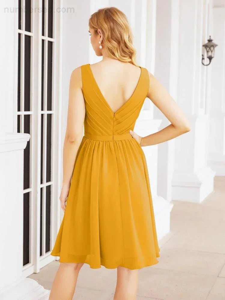 Vestido de regreso a casa Numbersea con falda a la rodilla y espalda en V 28062