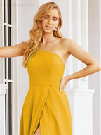 Vestidos de baile de cerimónia Numbersea para mulher com um ombro só e fenda lateral para madrinhas e madrinhas 28052 