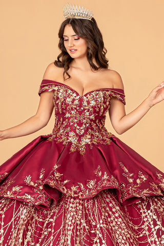 2-teiliges schulterfreies Satin-Ballkleid von Elizabeth K GL3098