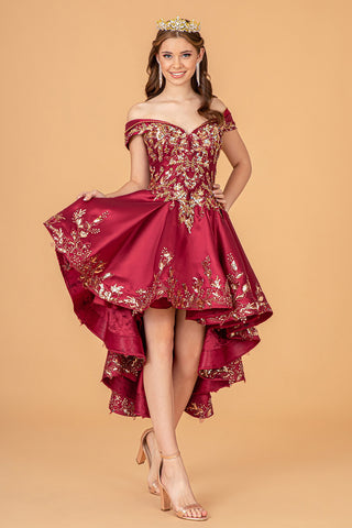 2-teiliges schulterfreies Satin-Ballkleid von Elizabeth K GL3098