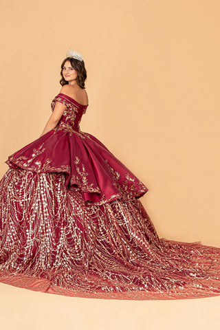 2-teiliges schulterfreies Satin-Ballkleid von Elizabeth K GL3098