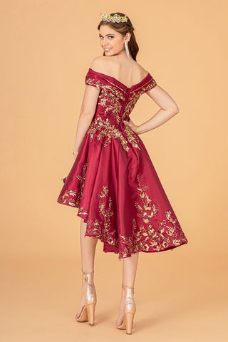 2-teiliges schulterfreies Satin-Ballkleid von Elizabeth K GL3098