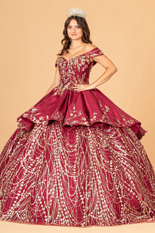 2-teiliges schulterfreies Satin-Ballkleid von Elizabeth K GL3098
