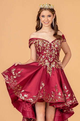 2-teiliges schulterfreies Satin-Ballkleid von Elizabeth K GL3098