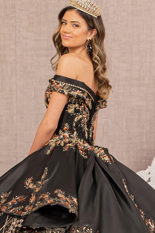 2-teiliges schulterfreies Satin-Ballkleid von Elizabeth K GL3098