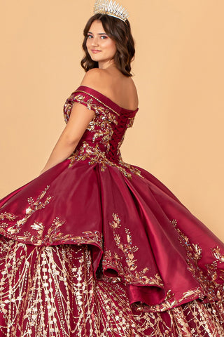 2-teiliges schulterfreies Satin-Ballkleid von Elizabeth K GL3098