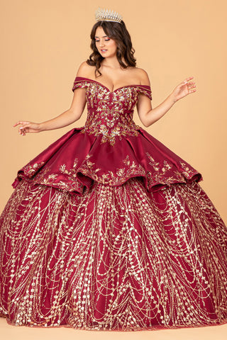 2-teiliges schulterfreies Satin-Ballkleid von Elizabeth K GL3098