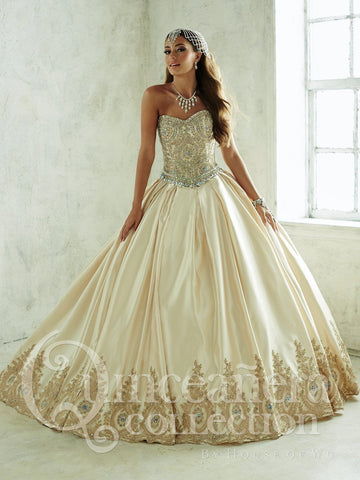2-teiliges trägerloses Quinceanera-Kleid aus Satin von House of Wu 26826