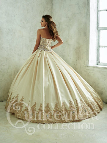 2-teiliges trägerloses Quinceanera-Kleid aus Satin von House of Wu 26826