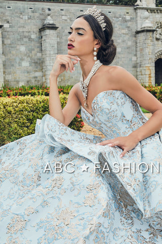 2-teiliges trägerloses Quinceanera-Kleid mit Blumenmuster von House of Wu 26947