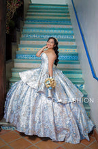 2 Piece Strapless Floral Print Quinceanera Dress by House of Wu 26947
