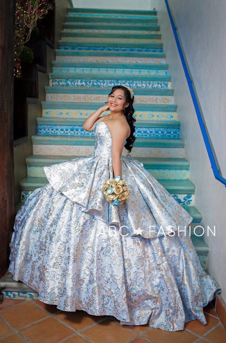 2 Piece Strapless Floral Print Quinceanera Dress by House of Wu 26947