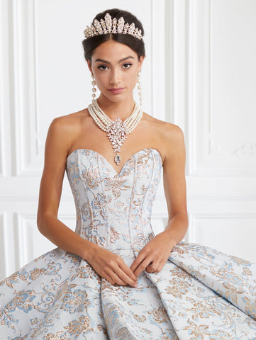 2-teiliges trägerloses Quinceanera-Kleid mit Blumenmuster von House of Wu 26947