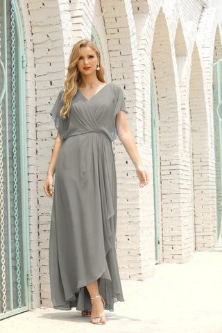 Numbersea  Mother of The Bride Dresses Plus Size V-Neck Floor Length Formal Prom Dress for Wedding Guest 28020
