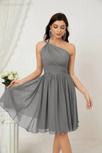 Vestido de dama de honor corto de chiffon de un hombro Numbersea para mujer Vestidos formales para fiesta y regreso a casa 2804
