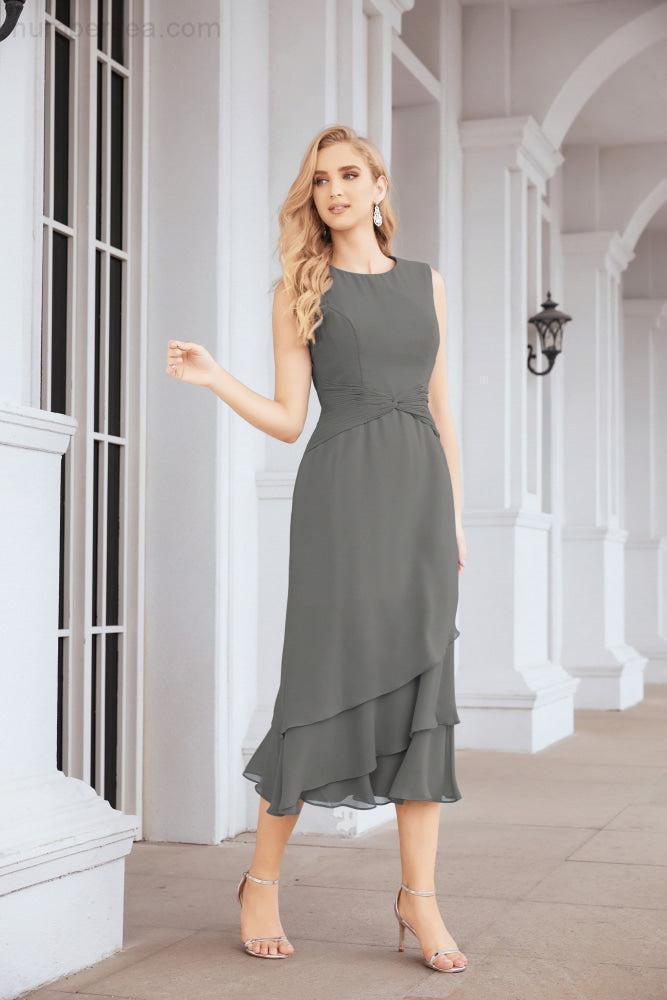 Vestido de festa formal para mãe da noiva, corte A, duas peças, Numbersea 28072 