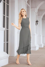 Vestido de festa formal para mãe da noiva, corte A, duas peças, Numbersea 28072 