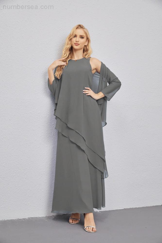 Mother of Bride Dresses with Open Front Lightweight Cardigan Formal Prom Gown  28081