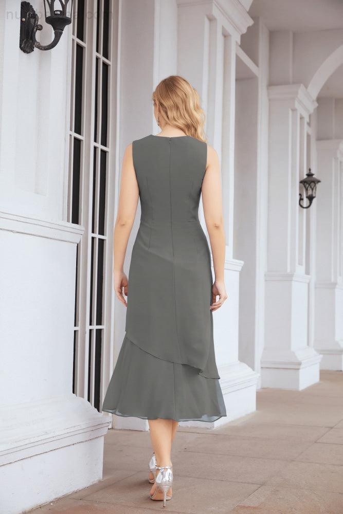 Vestido de festa formal para mãe da noiva, corte A, duas peças, Numbersea 28072 