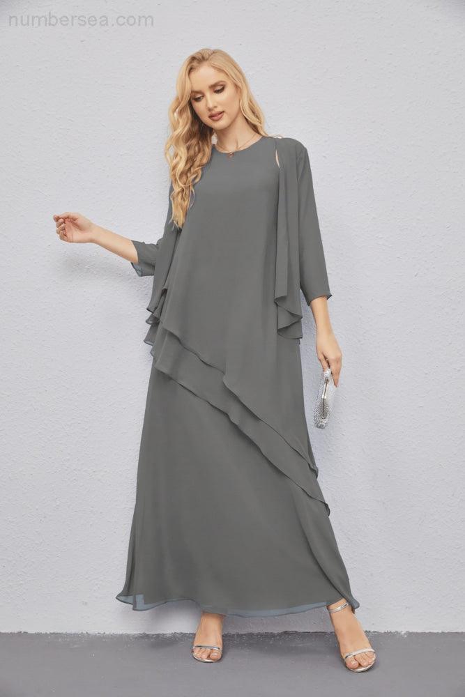 Mother of Bride Dresses with Open Front Lightweight Cardigan Formal Prom Gown  28081